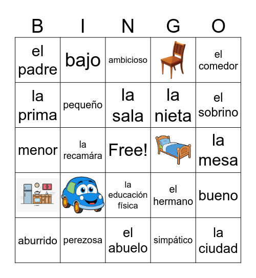 Repaso A-B Vocabulario Bingo Card