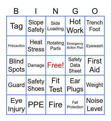 SAFETY TRAINING Bingo Card