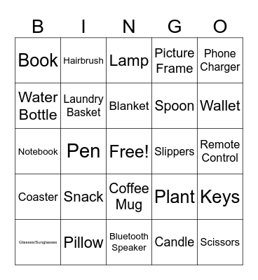 Around the House Bingo Card