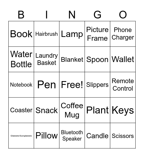 Around the House Bingo Card