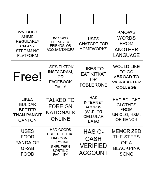 G-BINGO Card