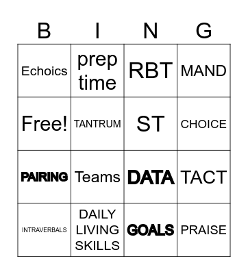 ABA BINGO!!! Bingo Card