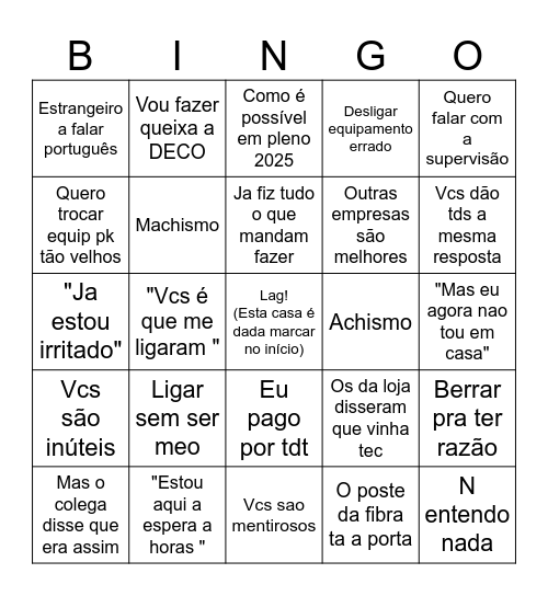 Bingo MEO Bingo Card