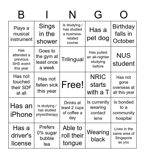 SHS D&D 2025 BINGO Card