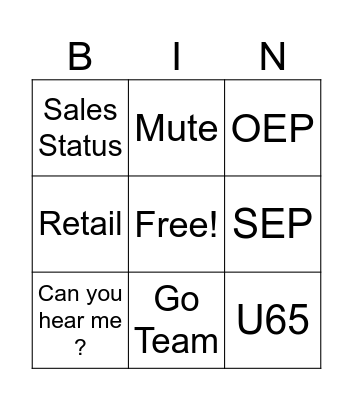 OEP Bingo Card