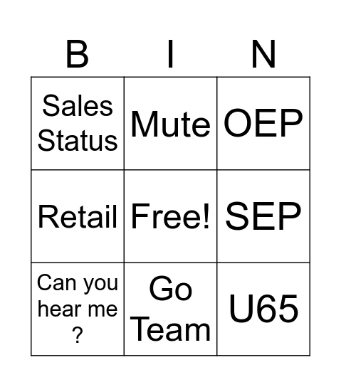 OEP Bingo Card