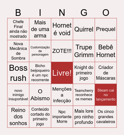 Silksong Bingo Card