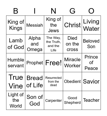 Who is Jesus? Bingo Card