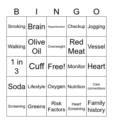 Bedrock Blood Pressure Bingo Card
