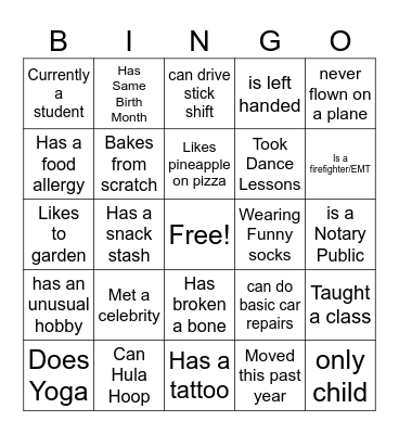 Co-Worker Bingo Card