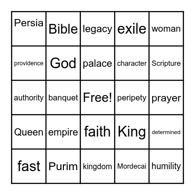 ESTHER Bingo Card