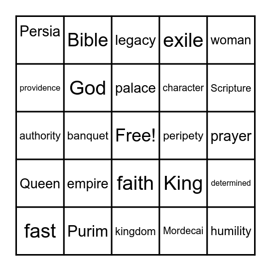 ESTHER Bingo Card