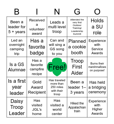 Leadership Summit Bingo Card