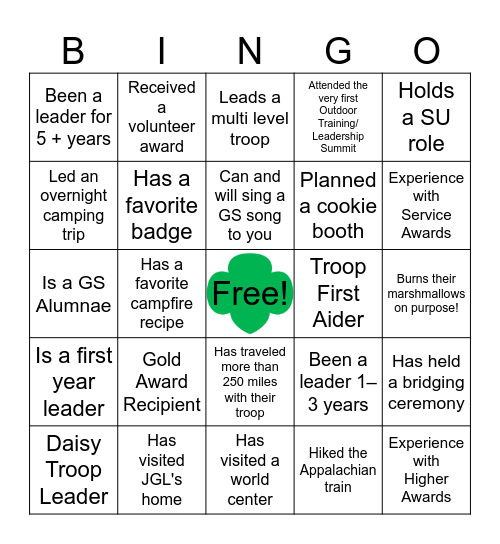 Leadership Summit Bingo Card