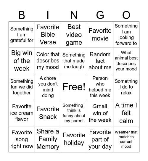 Check-In BINGO Card