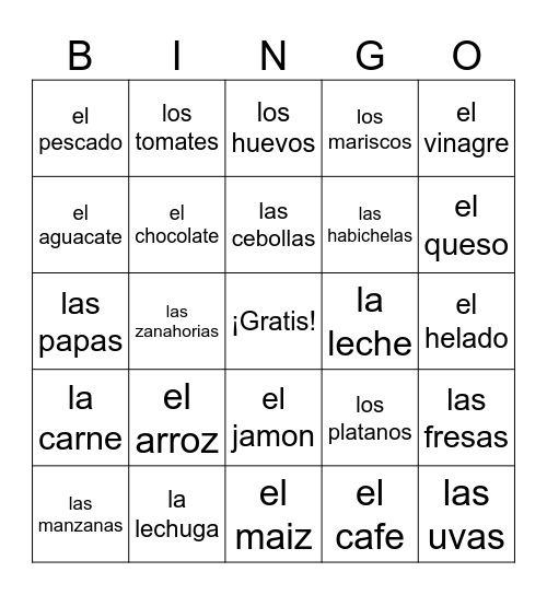 Mercado y Supermercado Bingo Card