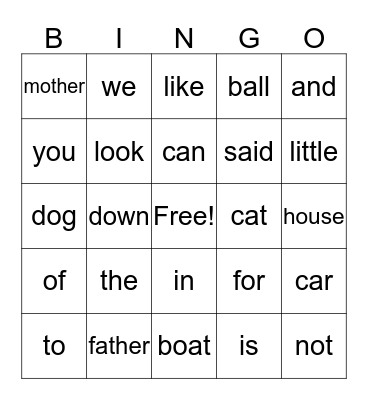 Kindergarten 1st 9 Weeks Bingo Card