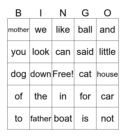 Kindergarten 1st 9 Weeks Bingo Card