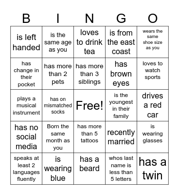 Co-Worker Bingo Card