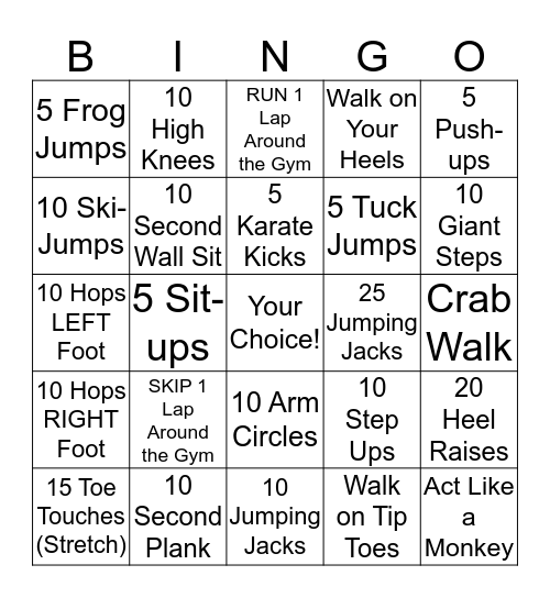 FUN Bingo  Bingo Card