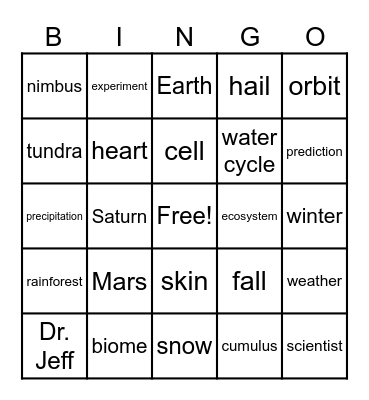 We LOVE Science Bingo Card