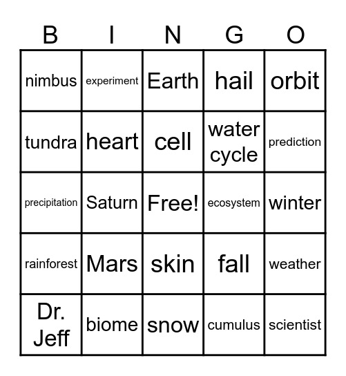 We LOVE Science Bingo Card