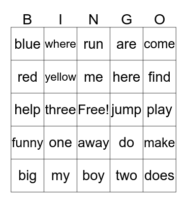 Kindergarten 2nd 9 Weeks Bingo Card
