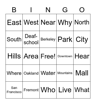 Lesson 3.1 Bingo Card