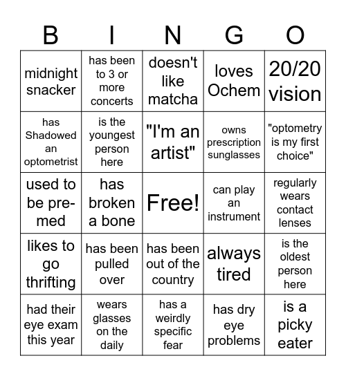 UTD POPs BINGO Card