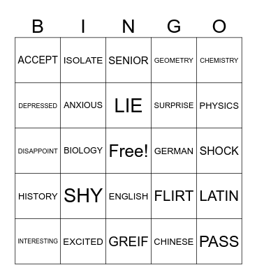 ASL II Test Review Bingo Card