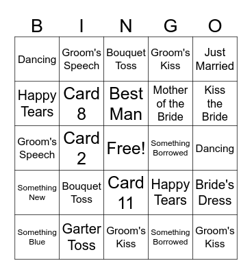 Shawn & Kenzie Bingo Card