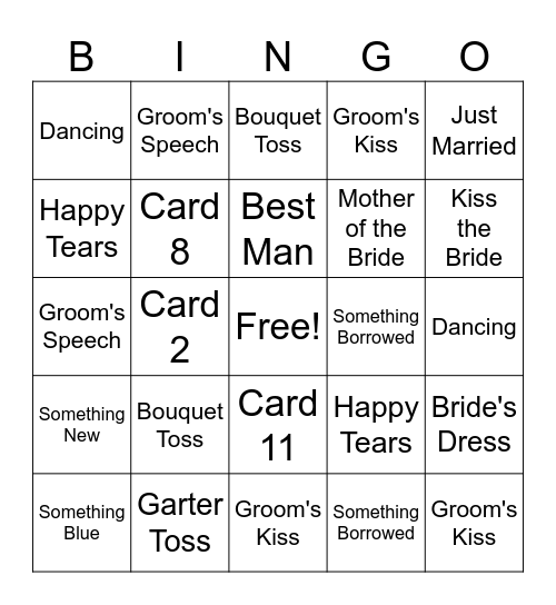 Shawn & Kenzie Bingo Card