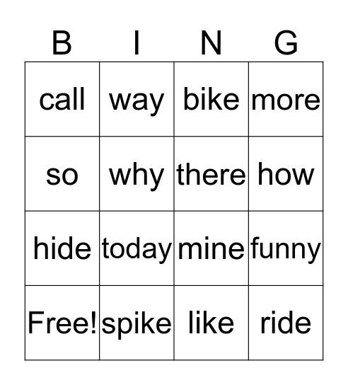 spelling words  Bingo Card