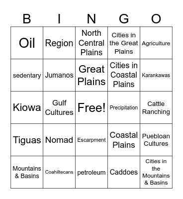 Unit 1 Vocabulary Bingo Card