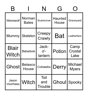 Halloween Bingo Card