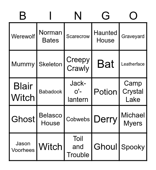 Halloween Bingo Card