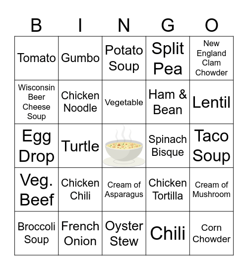 Soup Bingo Card