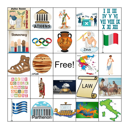 Ancient Greece and Ancient Rome Bingo Card