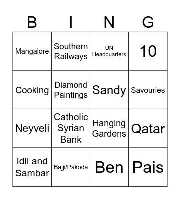 Felix and Sandra Bingo Card
