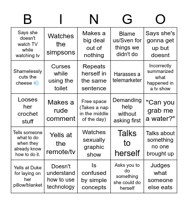 Buscia Bingo Card