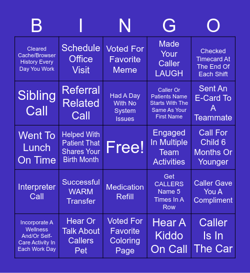 Pediatric Bingo Cards Bingo Card