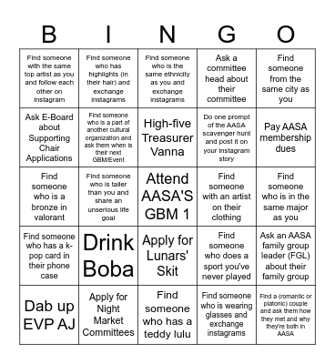 Nancy and Carter Bingo Test Bingo Card