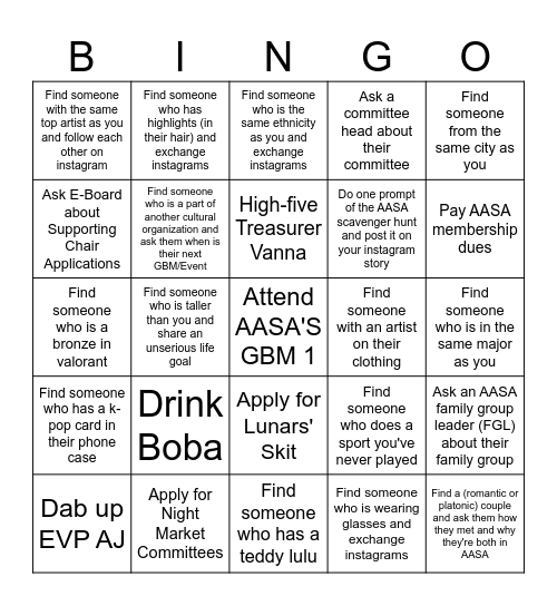 Nancy and Carter Bingo Test Bingo Card