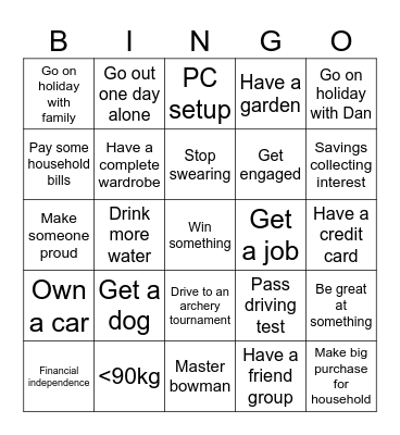 Life Bingo 2025/2026 Bingo Card