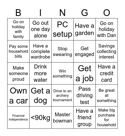 Life Bingo 2025/2026 Bingo Card