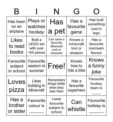 Get To Know You Bingo Card
