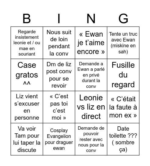 Bingo du L ( faites vos paris ) Bingo Card