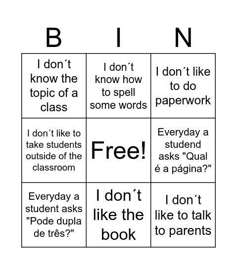 Teacher Life Bingo Card
