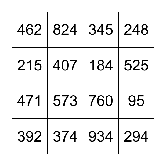 Number Properties Bingo Card