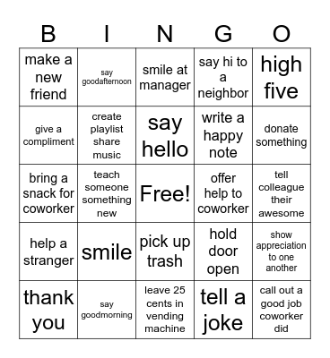 KINDNESS WEEK Bingo Card